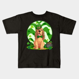 English Cocker Spaniel Dog St Patricks Day Leprechaun Kids T-Shirt